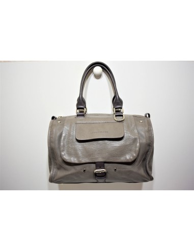 Longchamp, Sac à main boston " BALZANE ROOTS ", en cuir gris chez Cornerstreet bien 