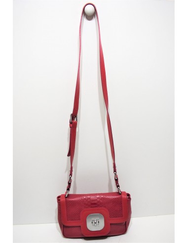 Longchamp, Sac bandoulière Gatsby, en cuir façon lézard rouge framboise 50-70% off 