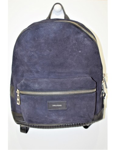 Zadig et Voltaire, Sac à dos " JETLAG " en cuir noir et nubuck bleu marine soldes